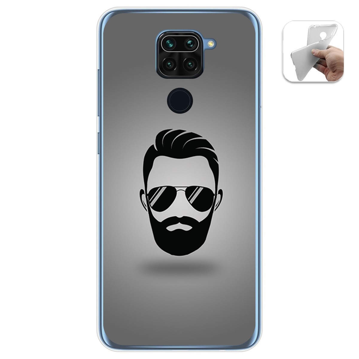 Funda Gel Tpu para Xiaomi Redmi Note 9 diseño Barba Dibujos