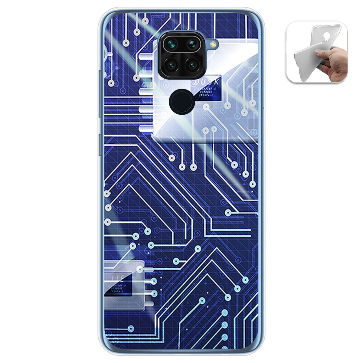 Funda Gel Tpu para Xiaomi Redmi Note 9 diseño Circuito Dibujos