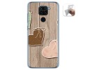 Funda Gel Tpu para Xiaomi Redmi Note 9 diseño Corazones Madera Dibujos