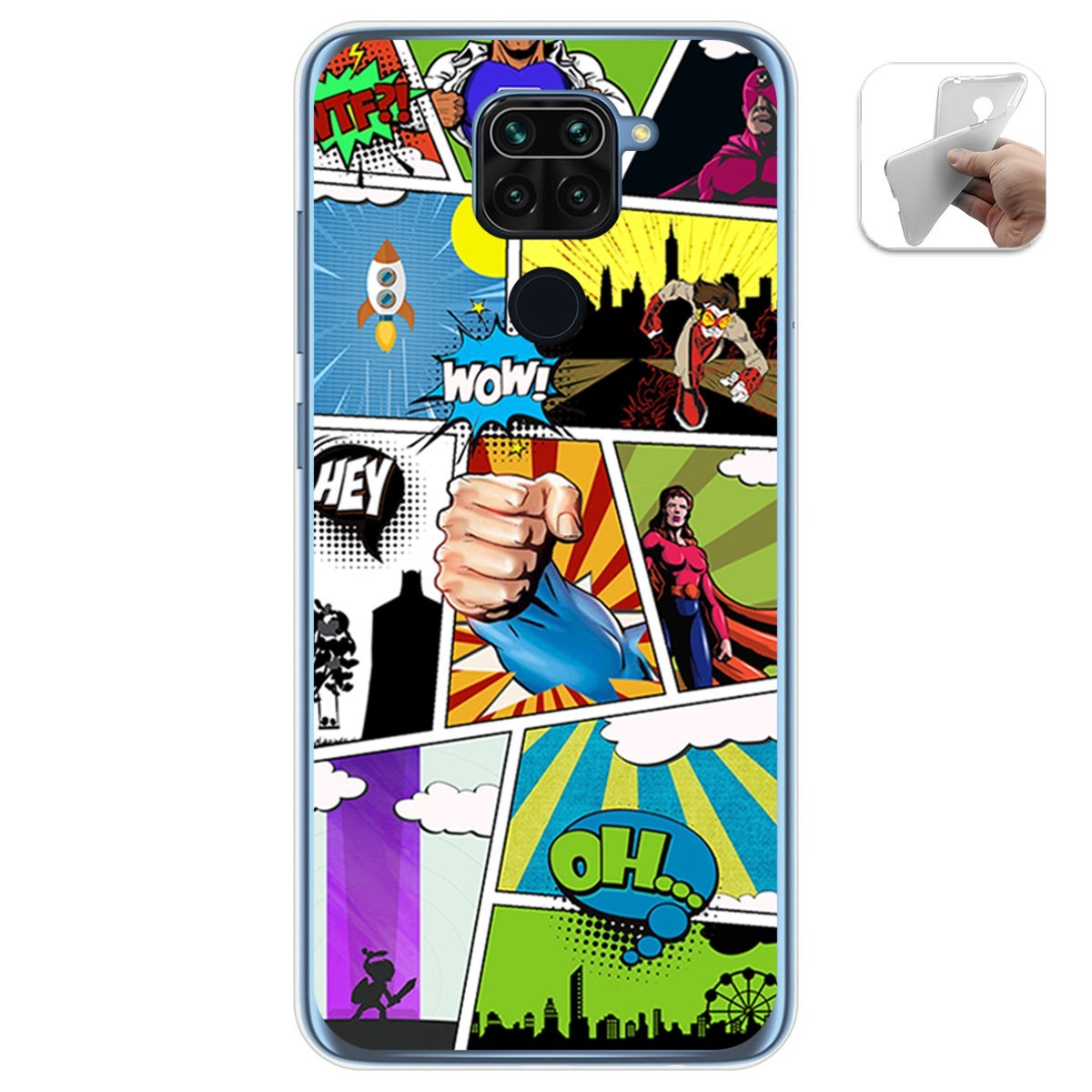 Funda Gel Tpu para Xiaomi Redmi Note 9 diseño Comic Dibujos