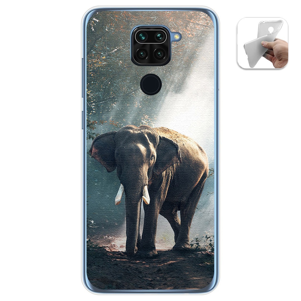 Funda Gel Tpu para Xiaomi Redmi Note 9 diseño Elefante Dibujos