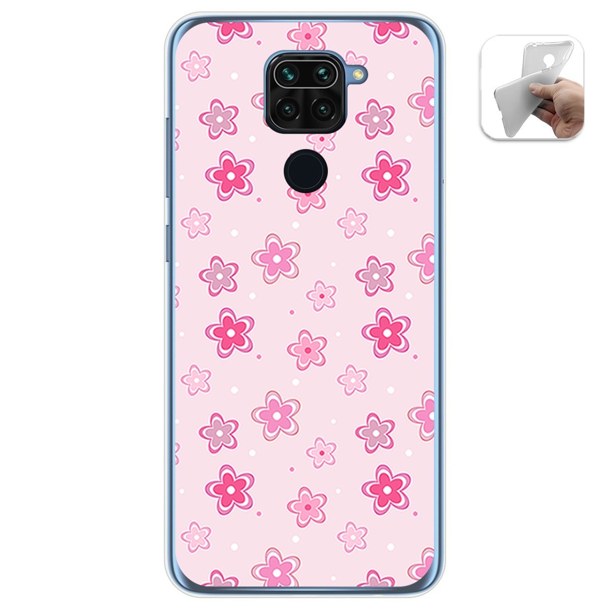 Funda Gel Tpu para Xiaomi Redmi Note 9 diseño Flores Dibujos