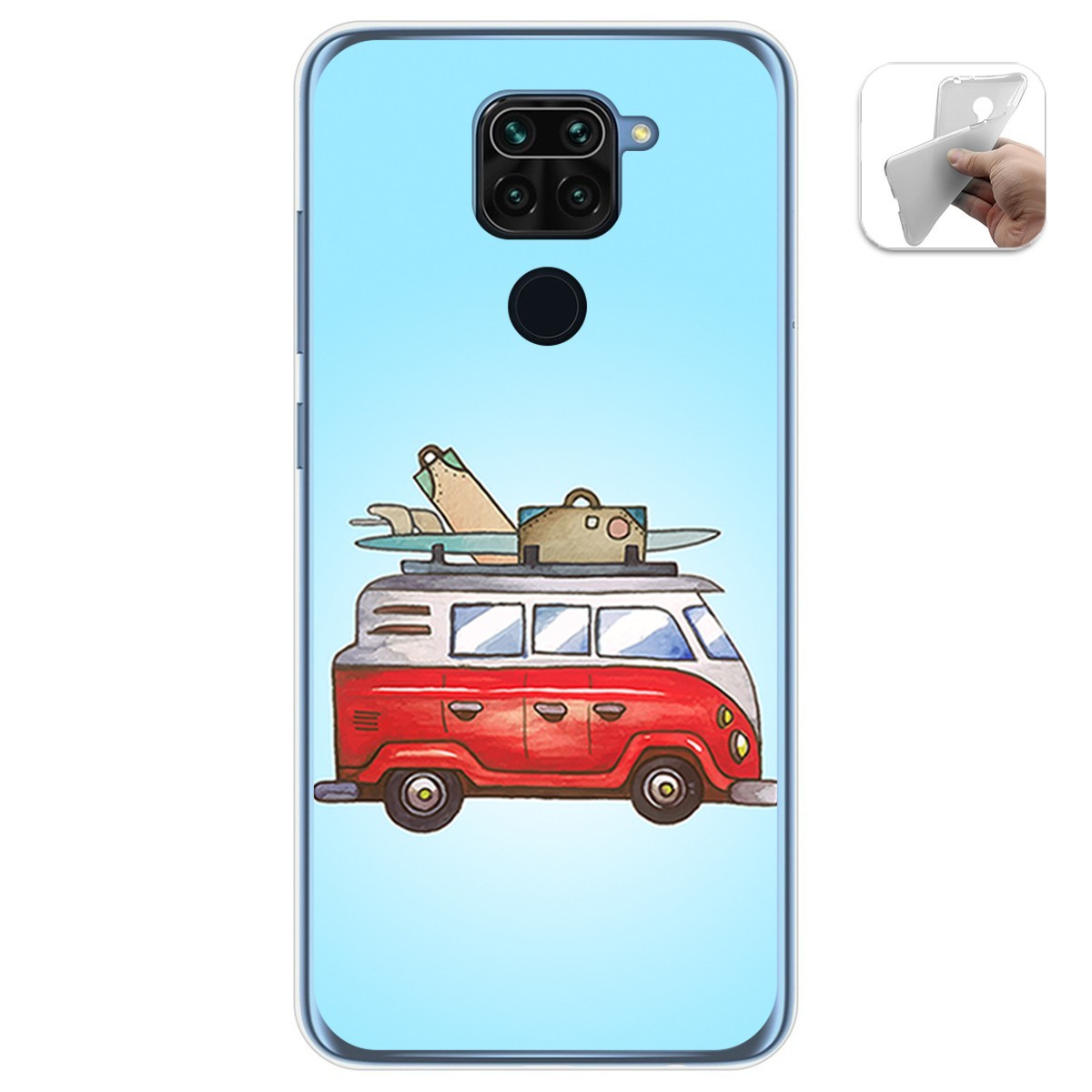 Funda Gel Tpu para Xiaomi Redmi Note 9 diseño Furgoneta Dibujos