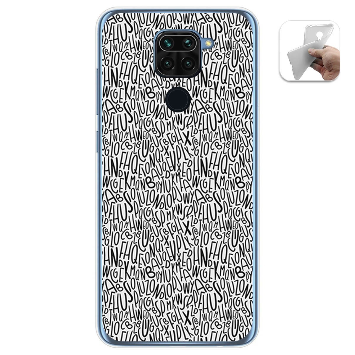 Funda Gel Tpu para Xiaomi Redmi Note 9 diseño Letras Dibujos