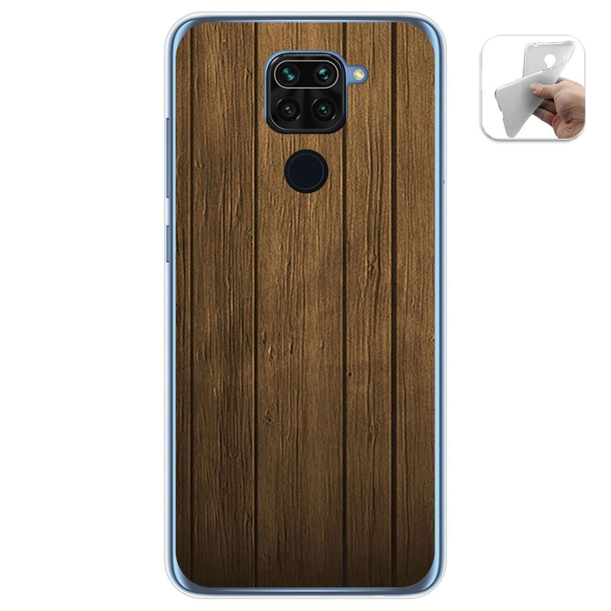 Funda Gel Tpu para Xiaomi Redmi Note 9 diseño Madera Dibujos