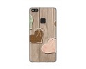 Funda Gel Tpu para Huawei P10 Lite Diseño Corazones Madera Dibujos