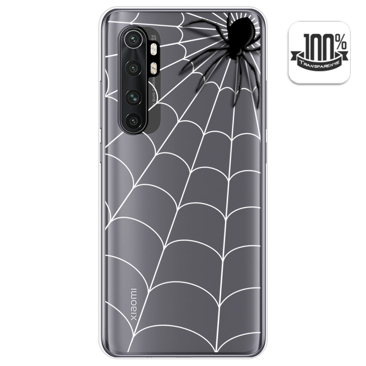 Funda Gel Transparente para Xiaomi Mi Note 10 Lite diseño Araña Dibujos