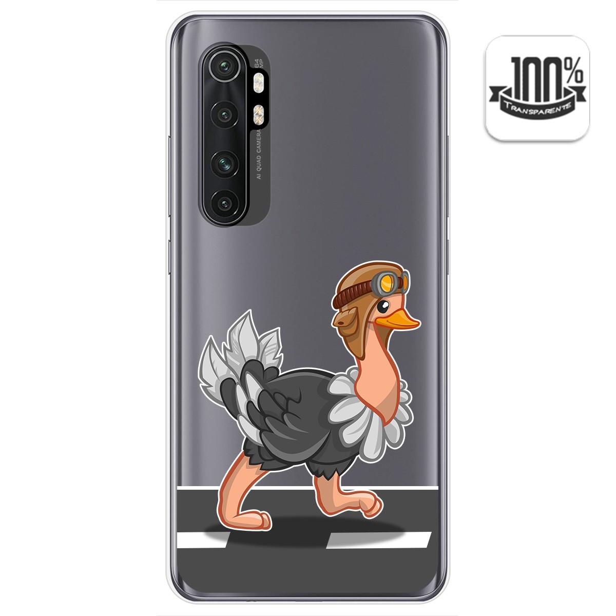 Funda Gel Transparente para Xiaomi Mi Note 10 Lite diseño Avestruz Dibujos