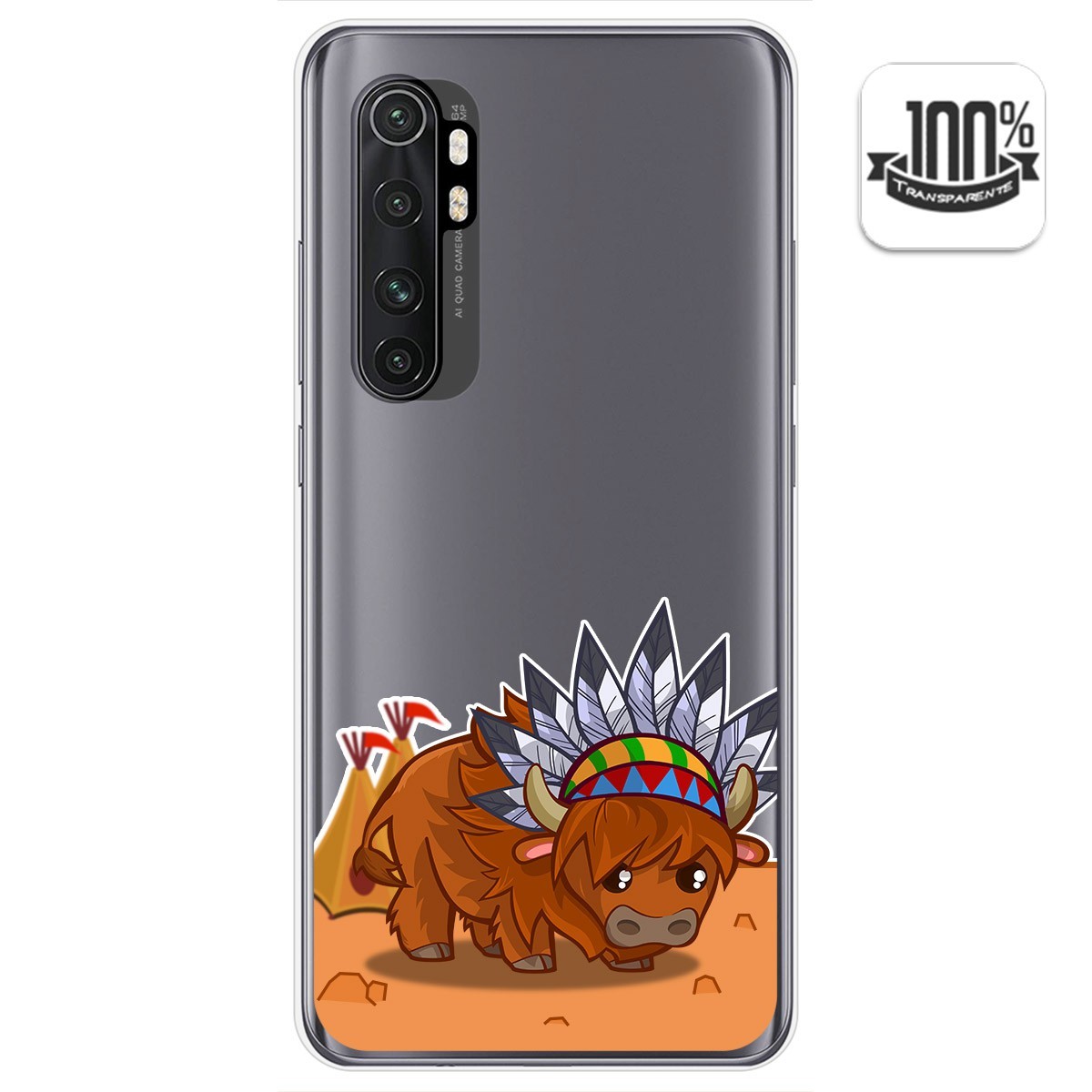 Funda Gel Transparente para Xiaomi Mi Note 10 Lite diseño Bufalo Dibujos