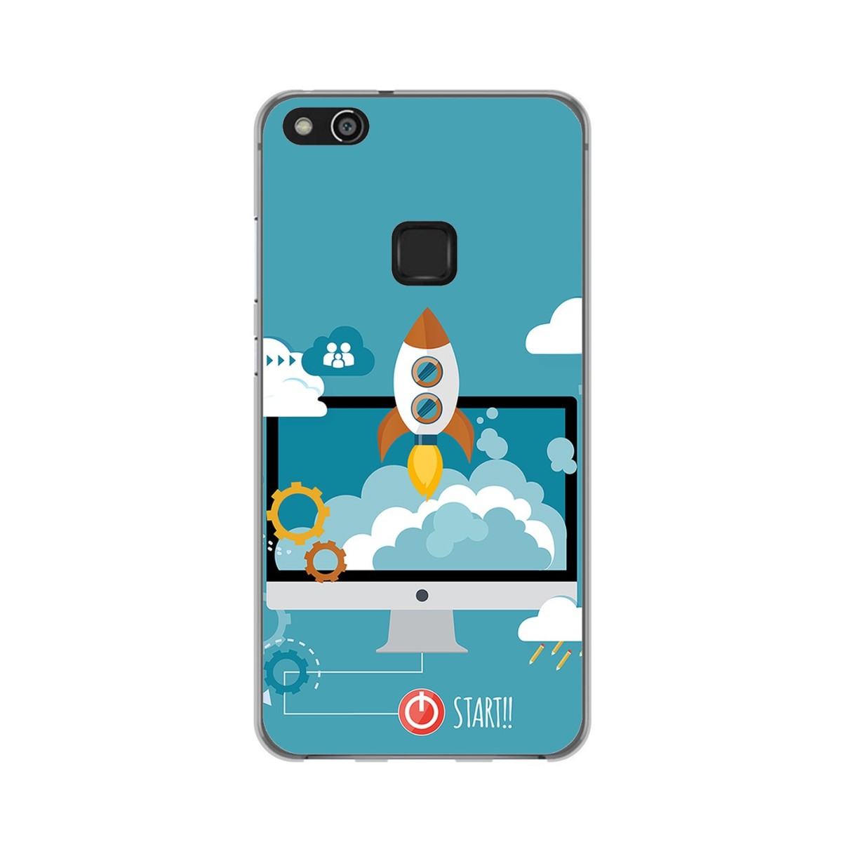 Funda Gel Tpu para Huawei P10 Lite Diseño Cohete Dibujos
