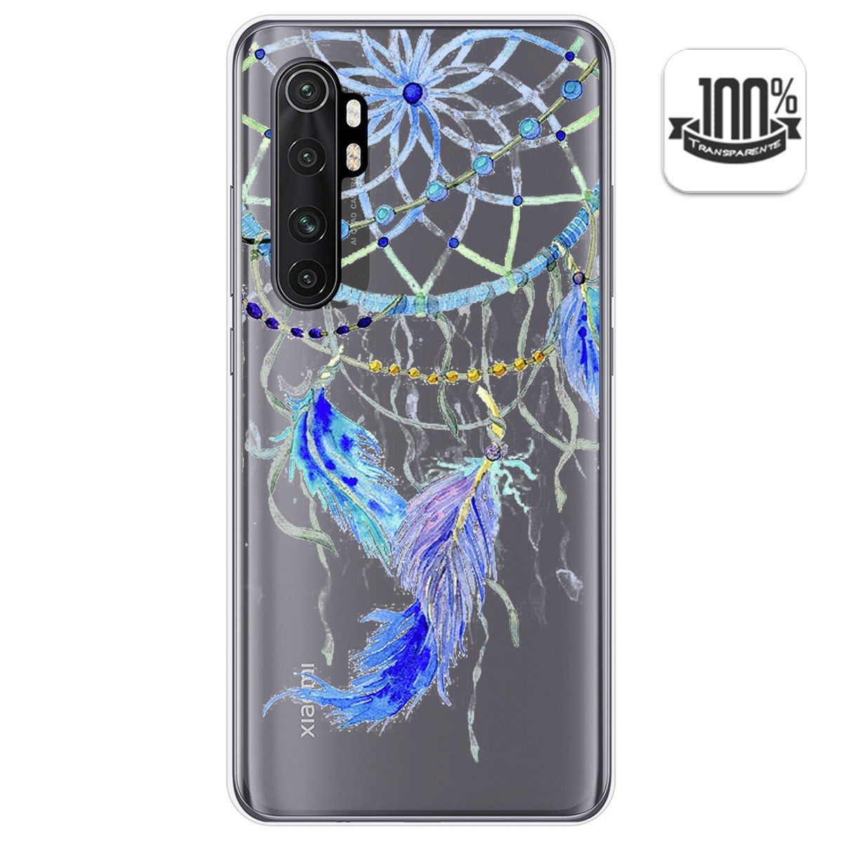 Funda Gel Transparente para Xiaomi Mi Note 10 Lite diseño Plumas Dibujos