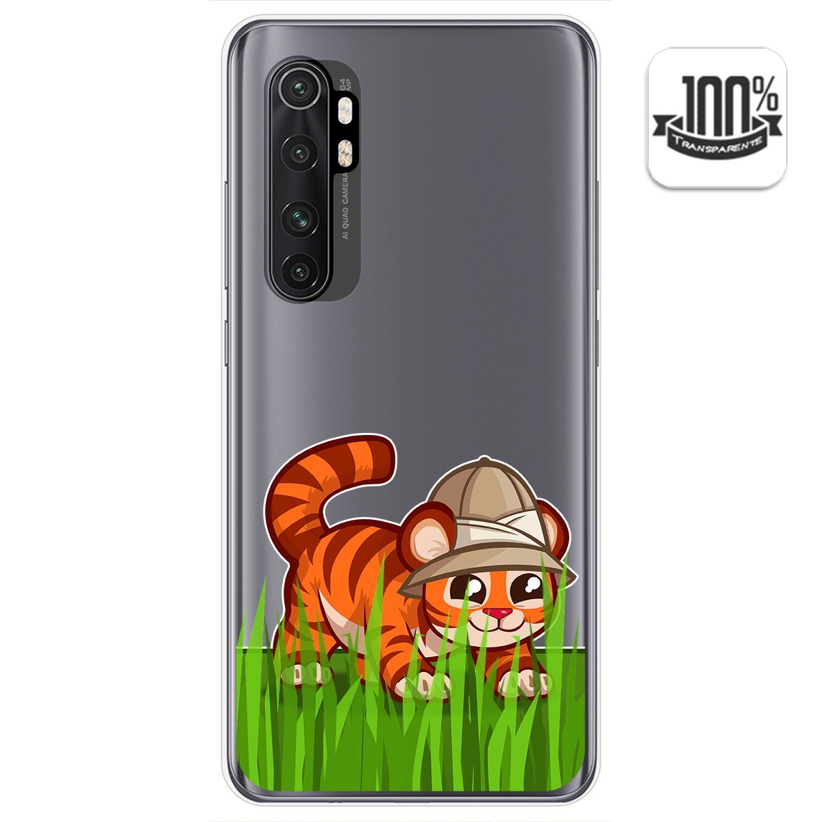 Funda Gel Transparente para Xiaomi Mi Note 10 Lite diseño Tigre Dibujos