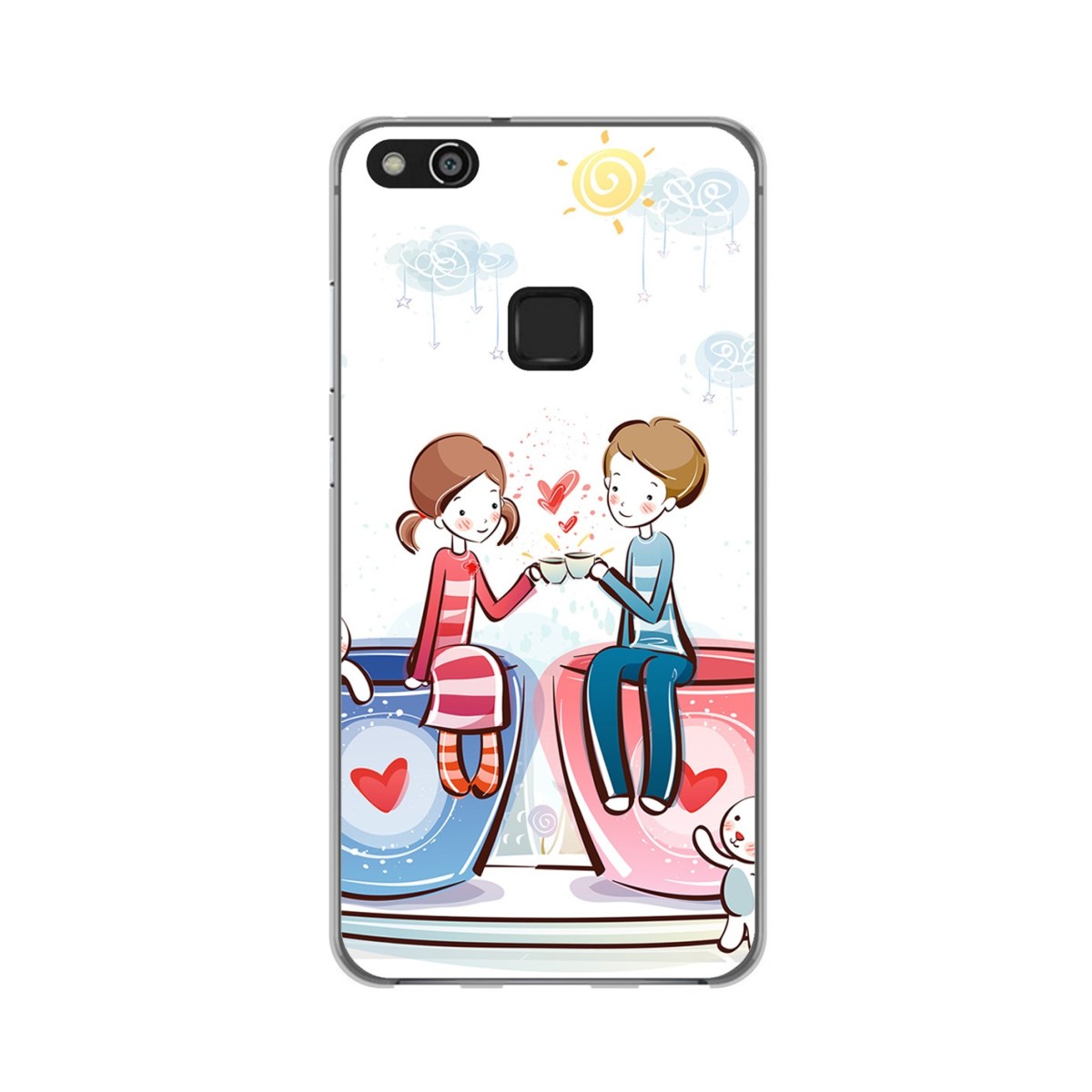 Funda Gel Tpu para Huawei P10 Lite Diseño Cafe Dibujos
