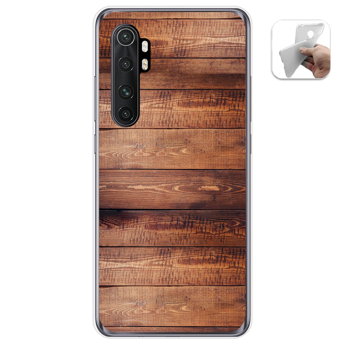 Funda Gel Tpu para Xiaomi Mi Note 10 Lite diseño Madera 02 Dibujos