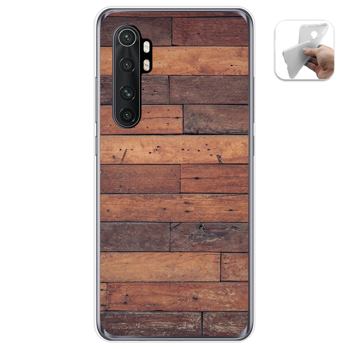 Funda Gel Tpu para Xiaomi Mi Note 10 Lite diseño Madera 03 Dibujos