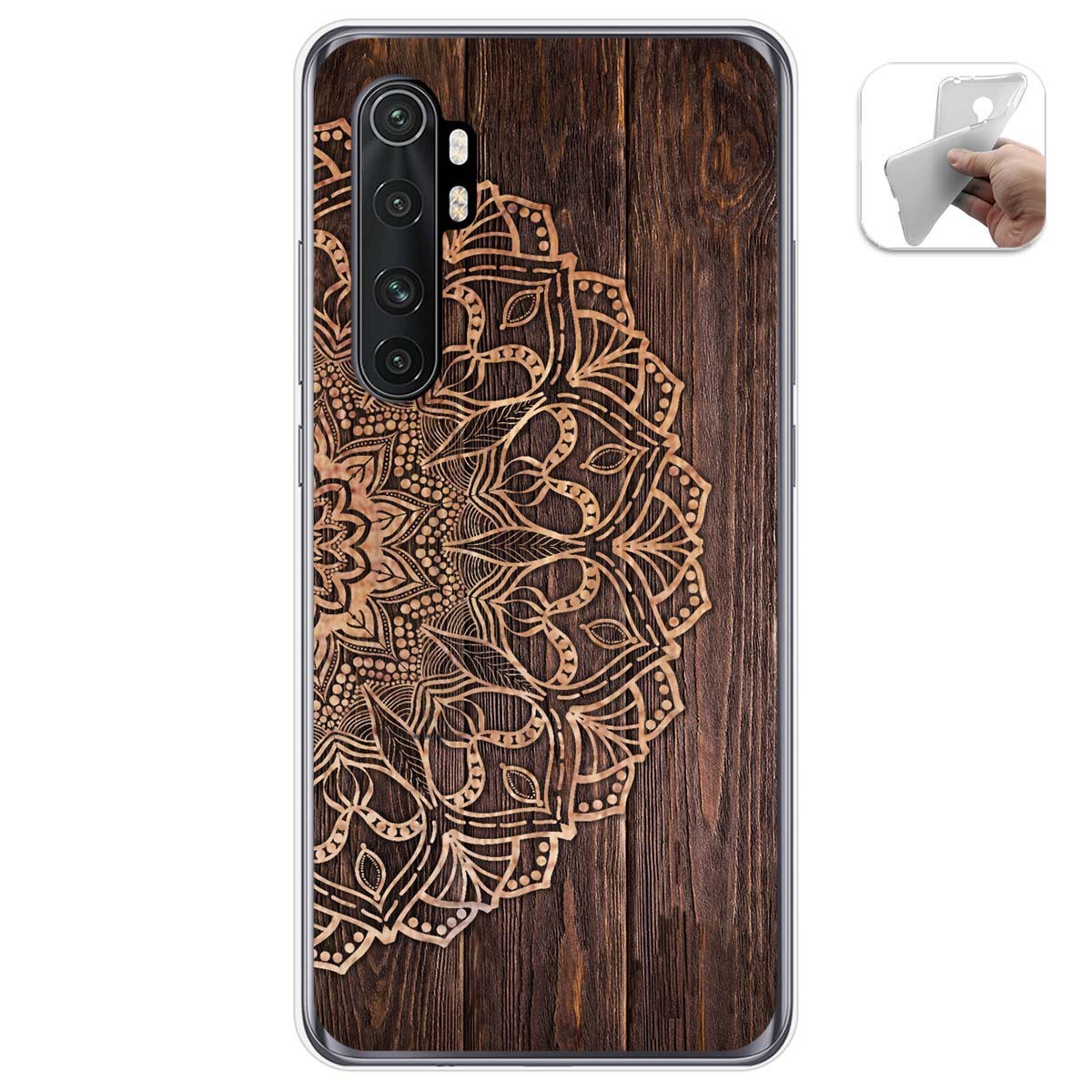 Funda Gel Tpu para Xiaomi Mi Note 10 Lite diseño Madera 06 Dibujos