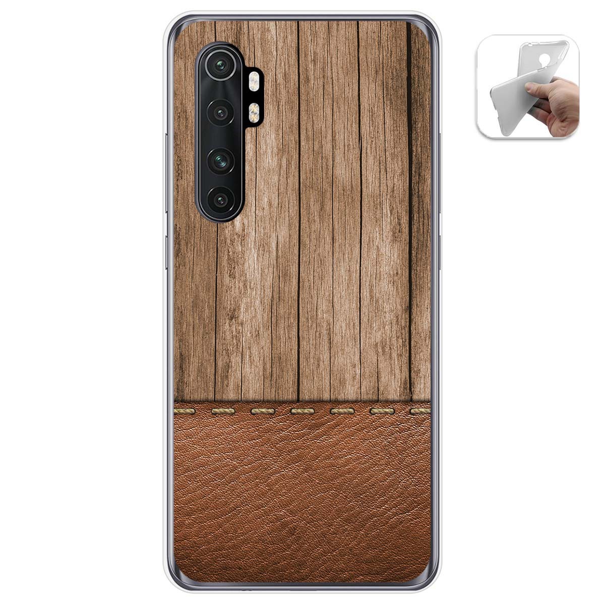 Funda Gel Tpu para Xiaomi Mi Note 10 Lite diseño Madera 09 Dibujos