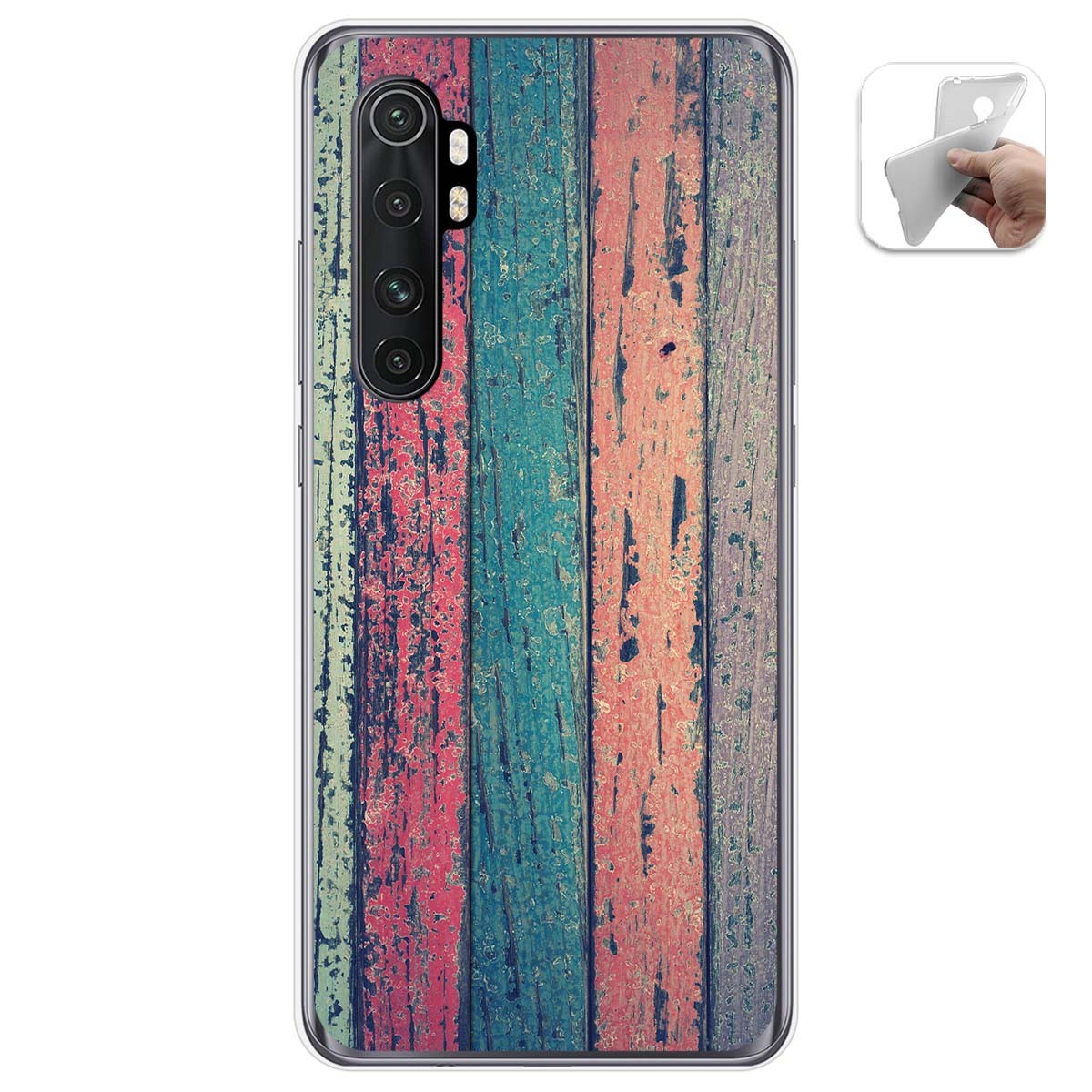 Funda Gel Tpu para Xiaomi Mi Note 10 Lite diseño Madera 10 Dibujos