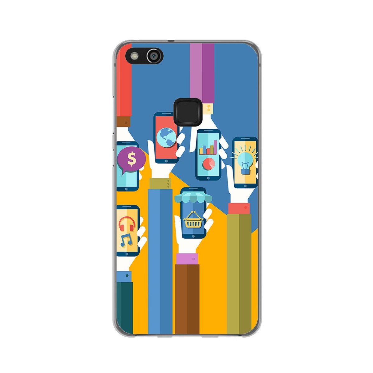 Funda Gel Tpu para Huawei P10 Lite Diseño Apps Dibujos