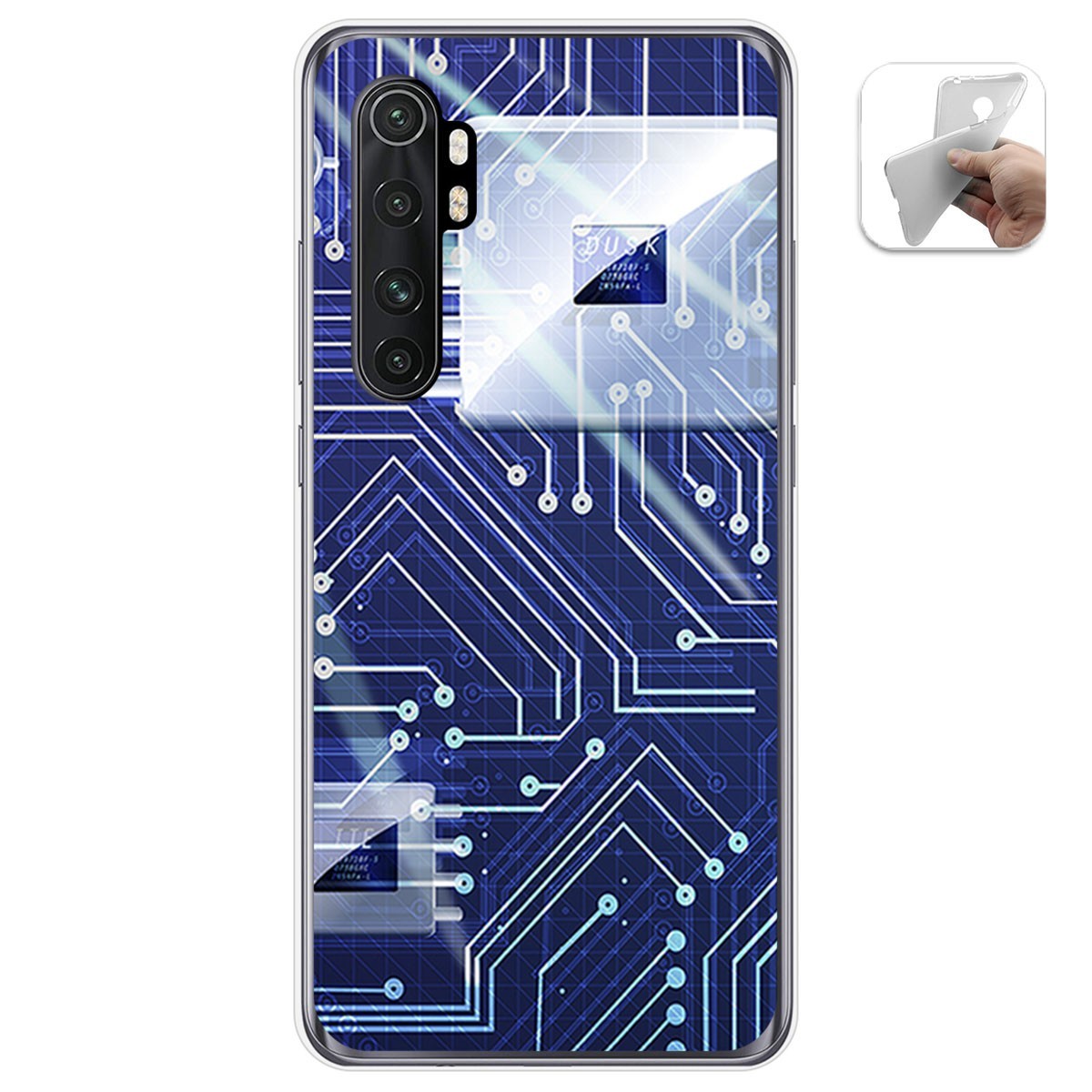 Funda Gel Tpu para Xiaomi Mi Note 10 Lite diseño Circuito Dibujos