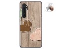 Funda Gel Tpu para Xiaomi Mi Note 10 Lite diseño Corazones Madera Dibujos