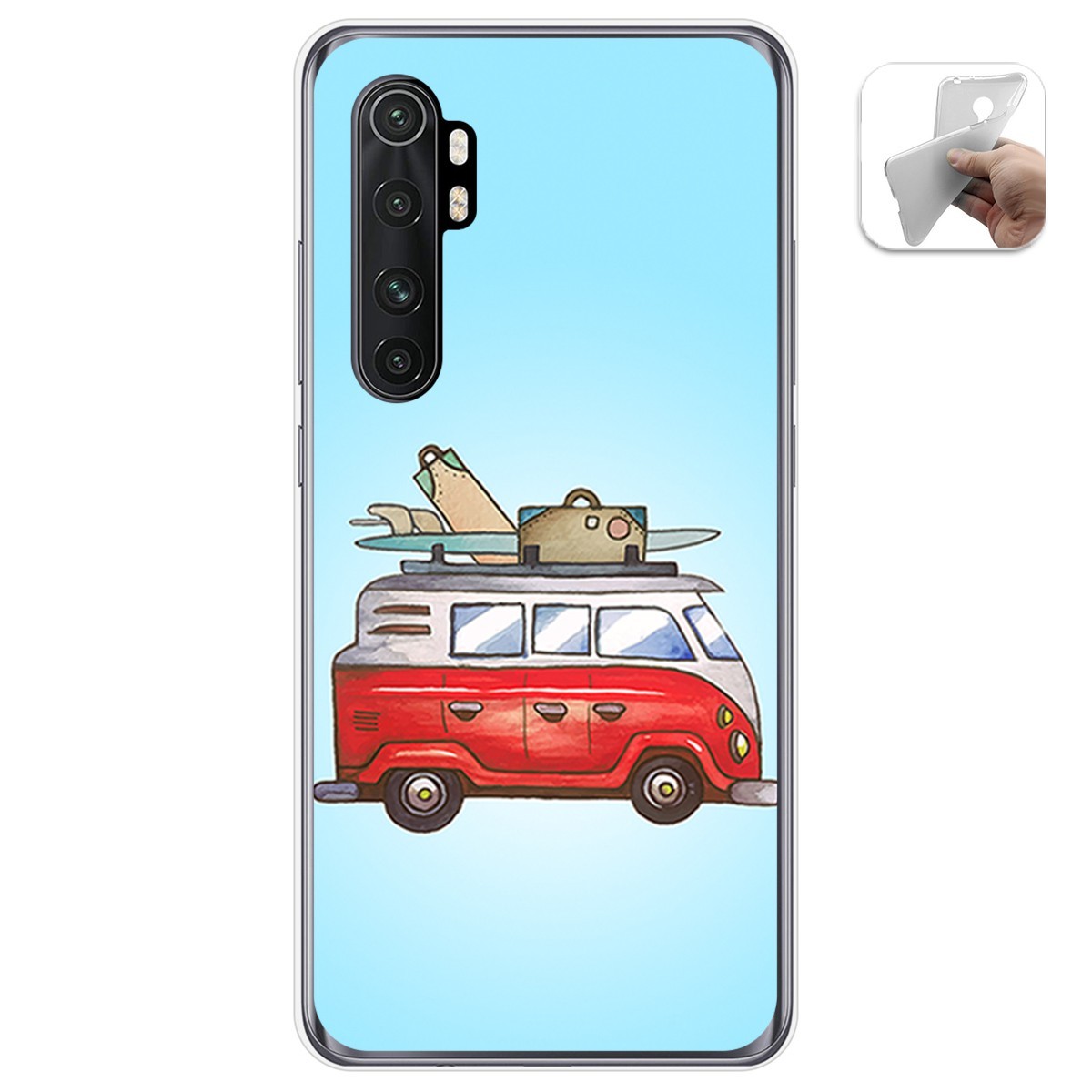 Funda Gel Tpu para Xiaomi Mi Note 10 Lite diseño Furgoneta Dibujos