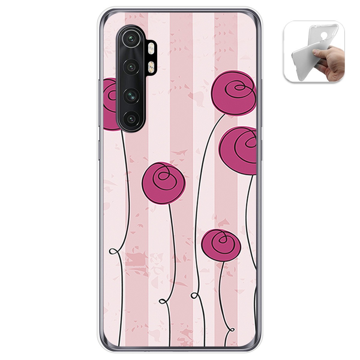 Funda Gel Tpu para Xiaomi Mi Note 10 Lite diseño Flores Vintage Dibujos