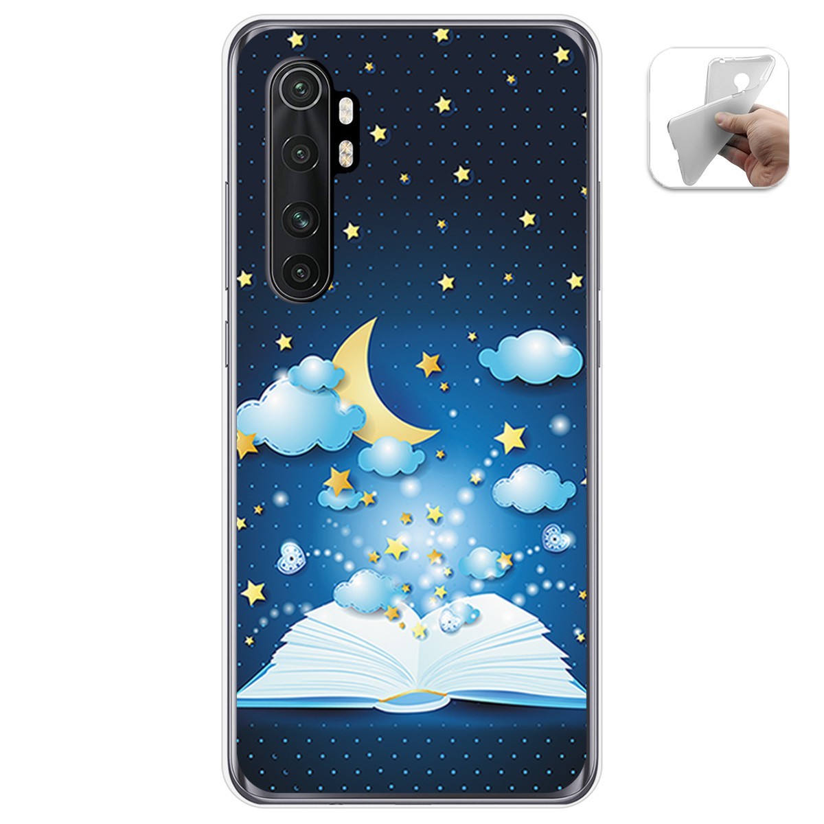 Funda Gel Tpu para Xiaomi Mi Note 10 Lite diseño Libro Cuentos Dibujos