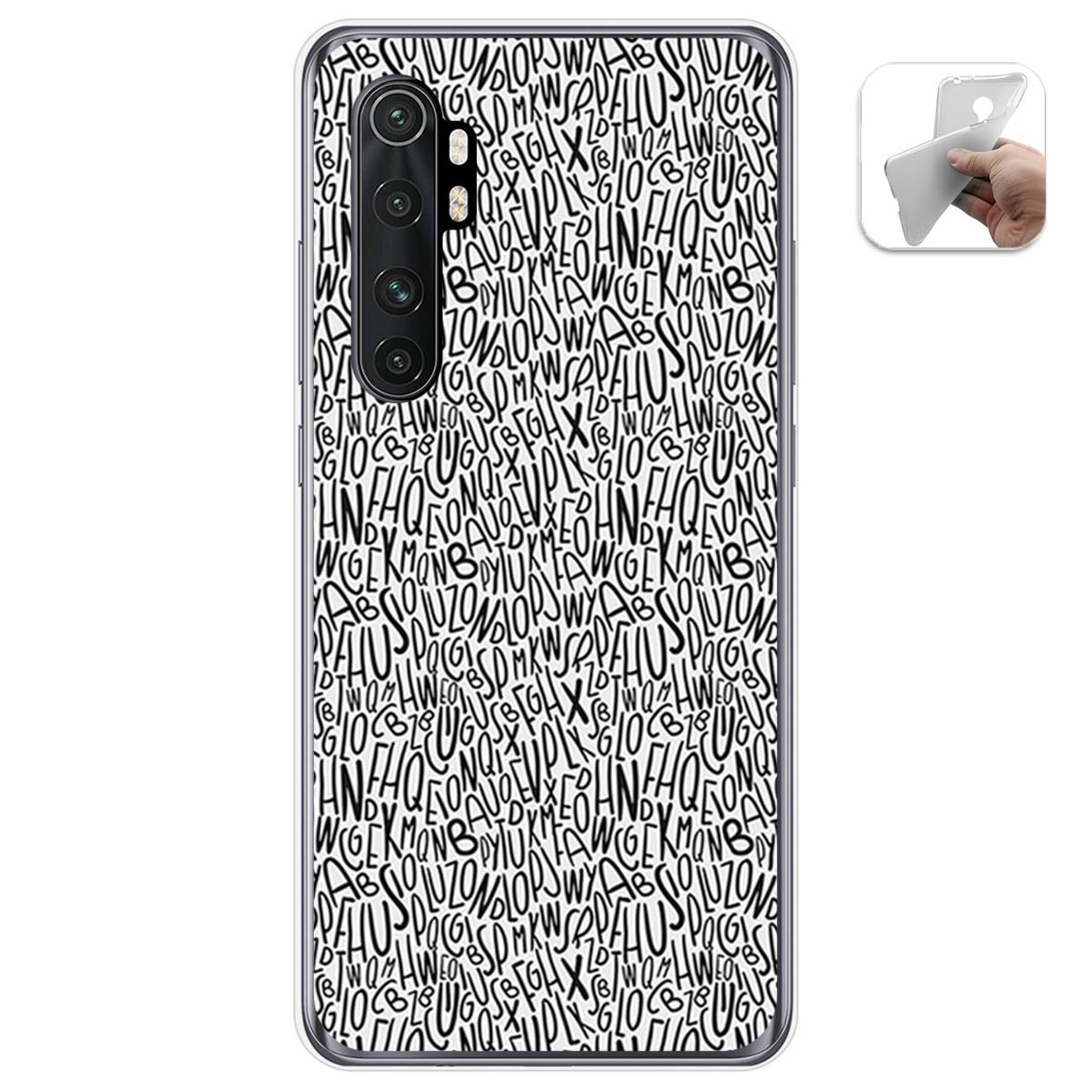 Funda Gel Tpu para Xiaomi Mi Note 10 Lite diseño Letras Dibujos