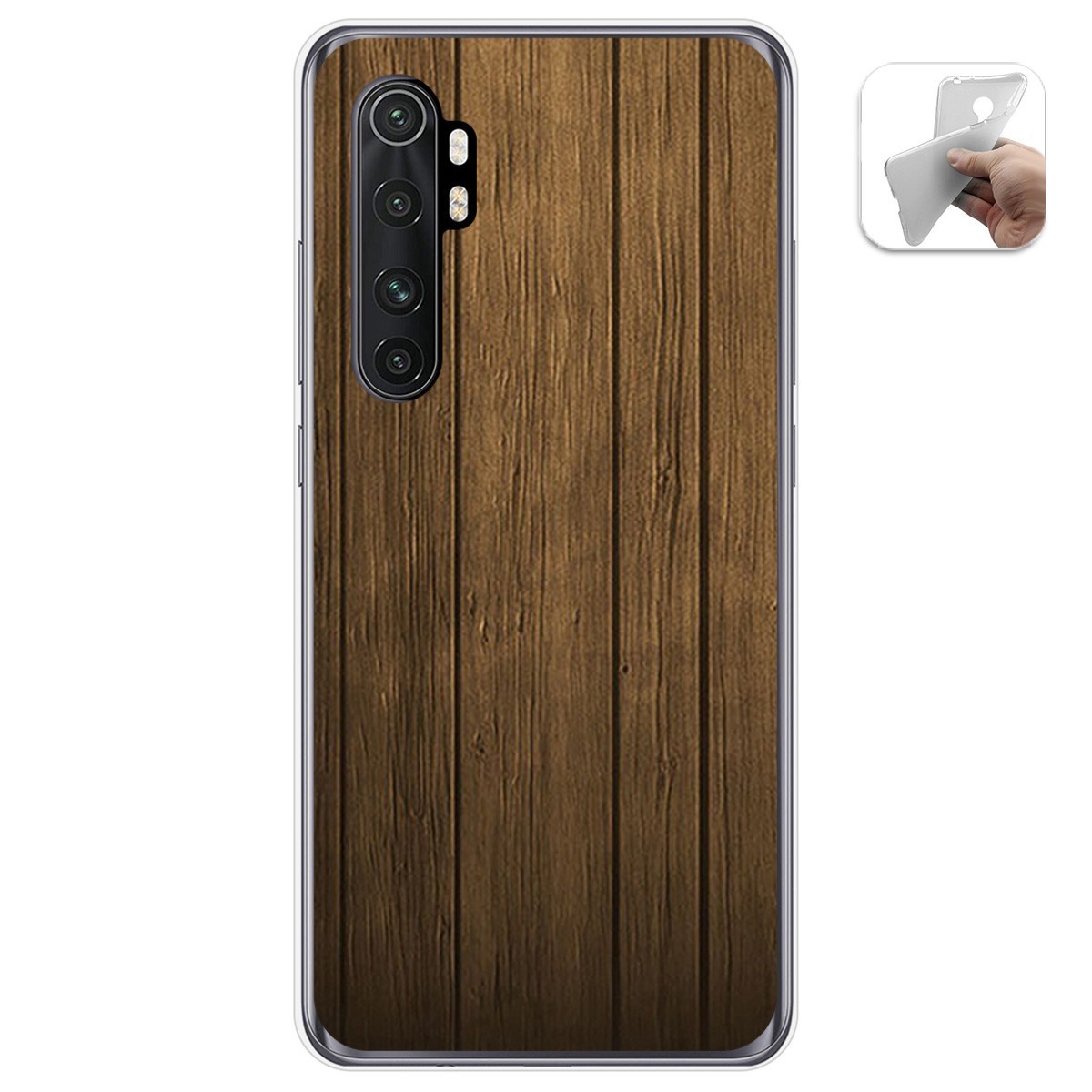 Funda Gel Tpu para Xiaomi Mi Note 10 Lite diseño Madera Dibujos
