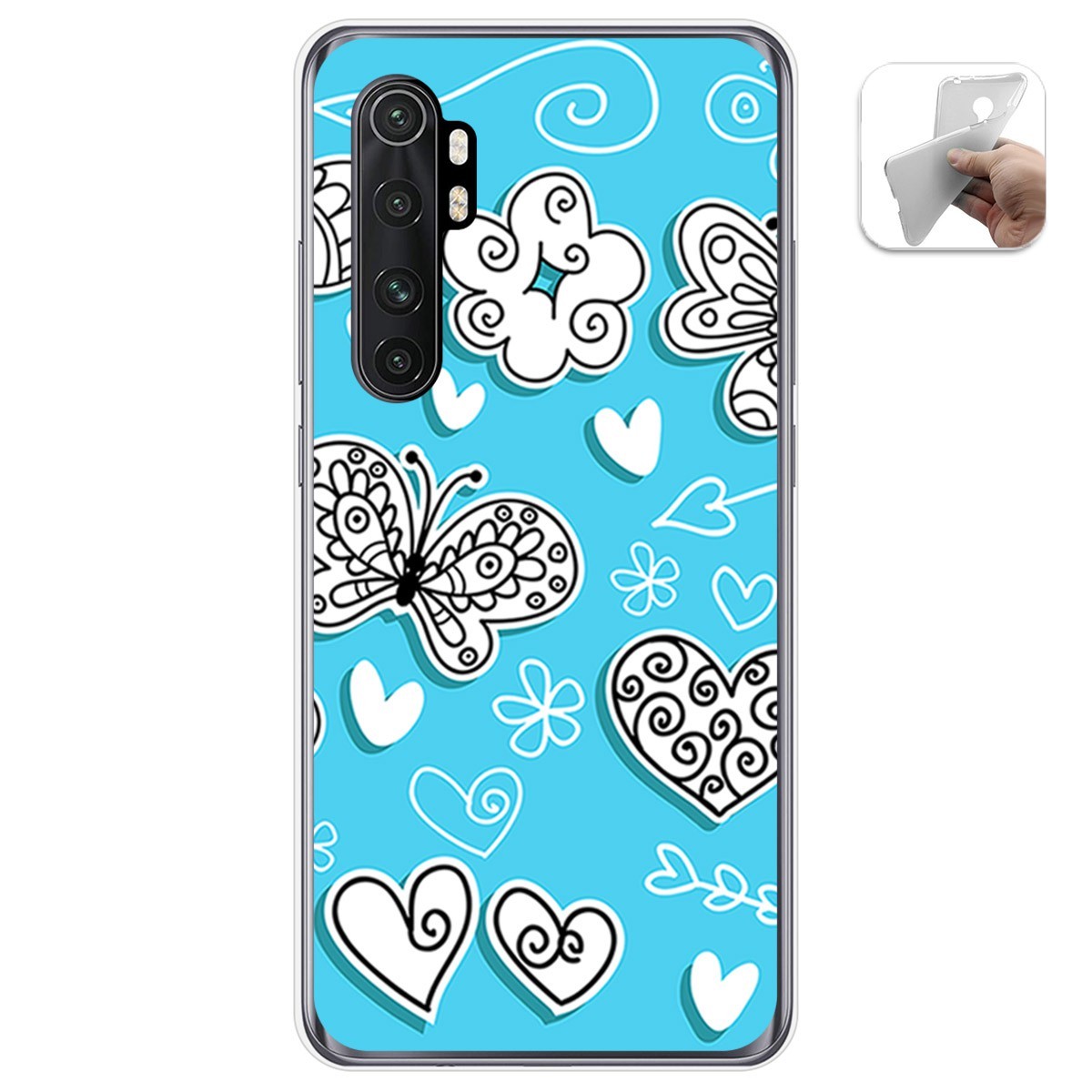 Funda Gel Tpu para Xiaomi Mi Note 10 Lite diseño Mariposas Dibujos