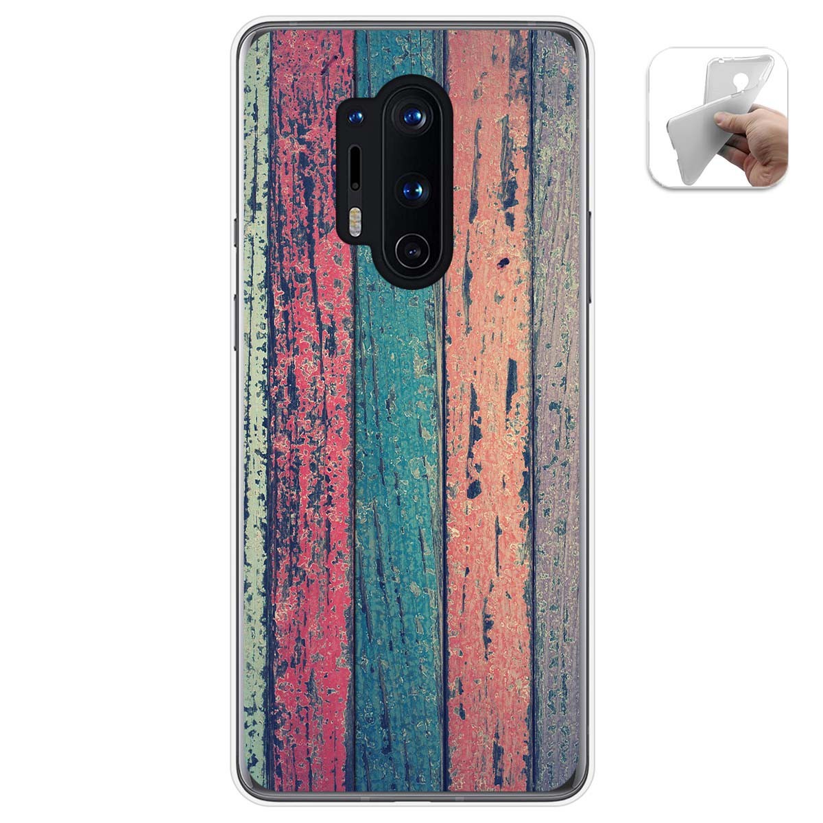 Funda Gel Tpu para Oneplus 8 Pro diseño Madera 10 Dibujos
