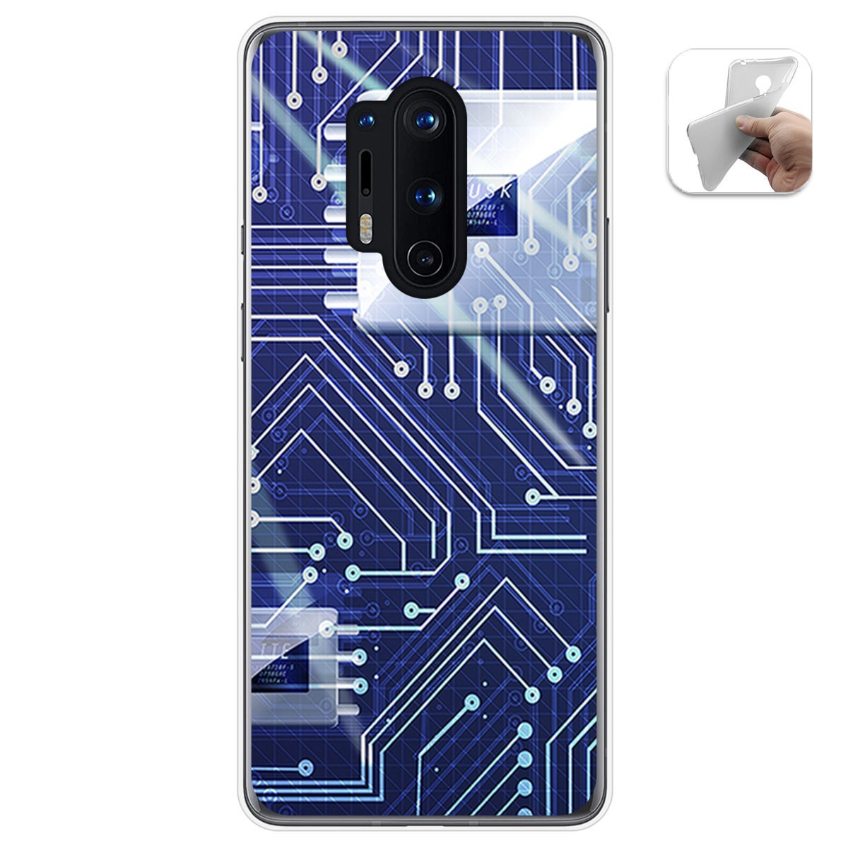 Funda Gel Tpu para Oneplus 8 Pro diseño Circuito Dibujos
