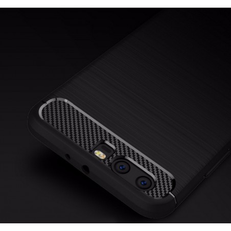 Funda Gel Tpu Tipo Carbon Negra para Huawei P10 Plus