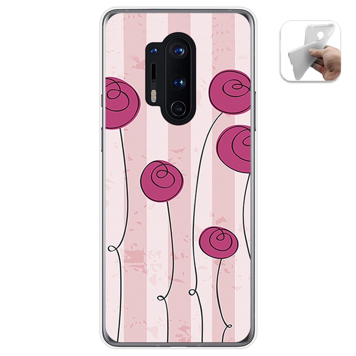 Funda Gel Tpu para Oneplus 8 Pro diseño Flores Vintage Dibujos