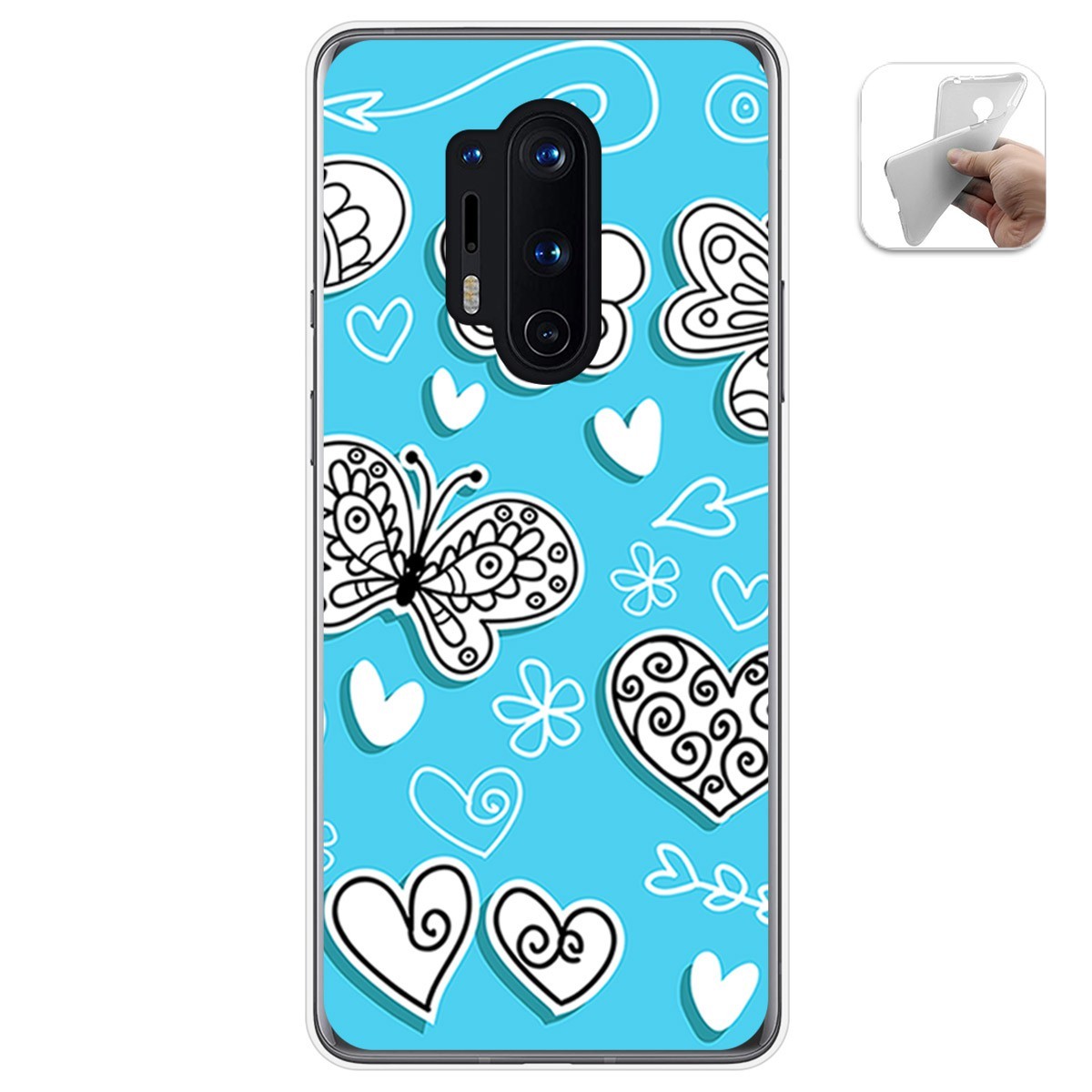 Funda Gel Tpu para Oneplus 8 Pro diseño Mariposas Dibujos