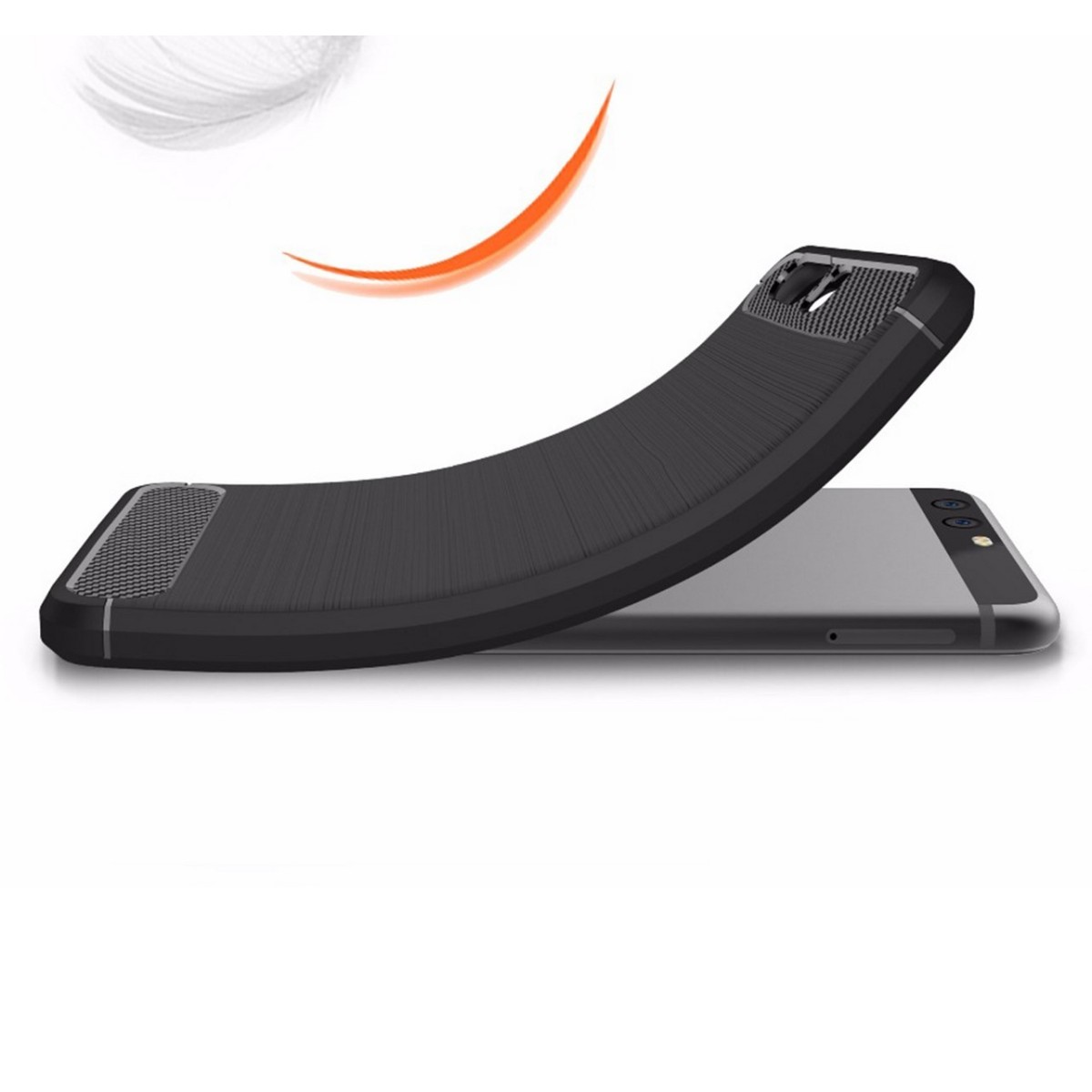 Funda Gel Tpu Tipo Carbon Negra para Huawei P10 Plus
