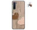 Funda Gel Tpu para Oppo Find X2 Lite diseño Corazones Madera Dibujos