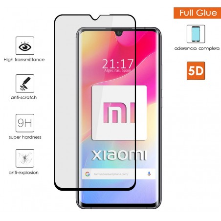 Protector Cristal Templado Completo 5D Full Glue Negro para Xiaomi Mi 10 Lite Vidrio
