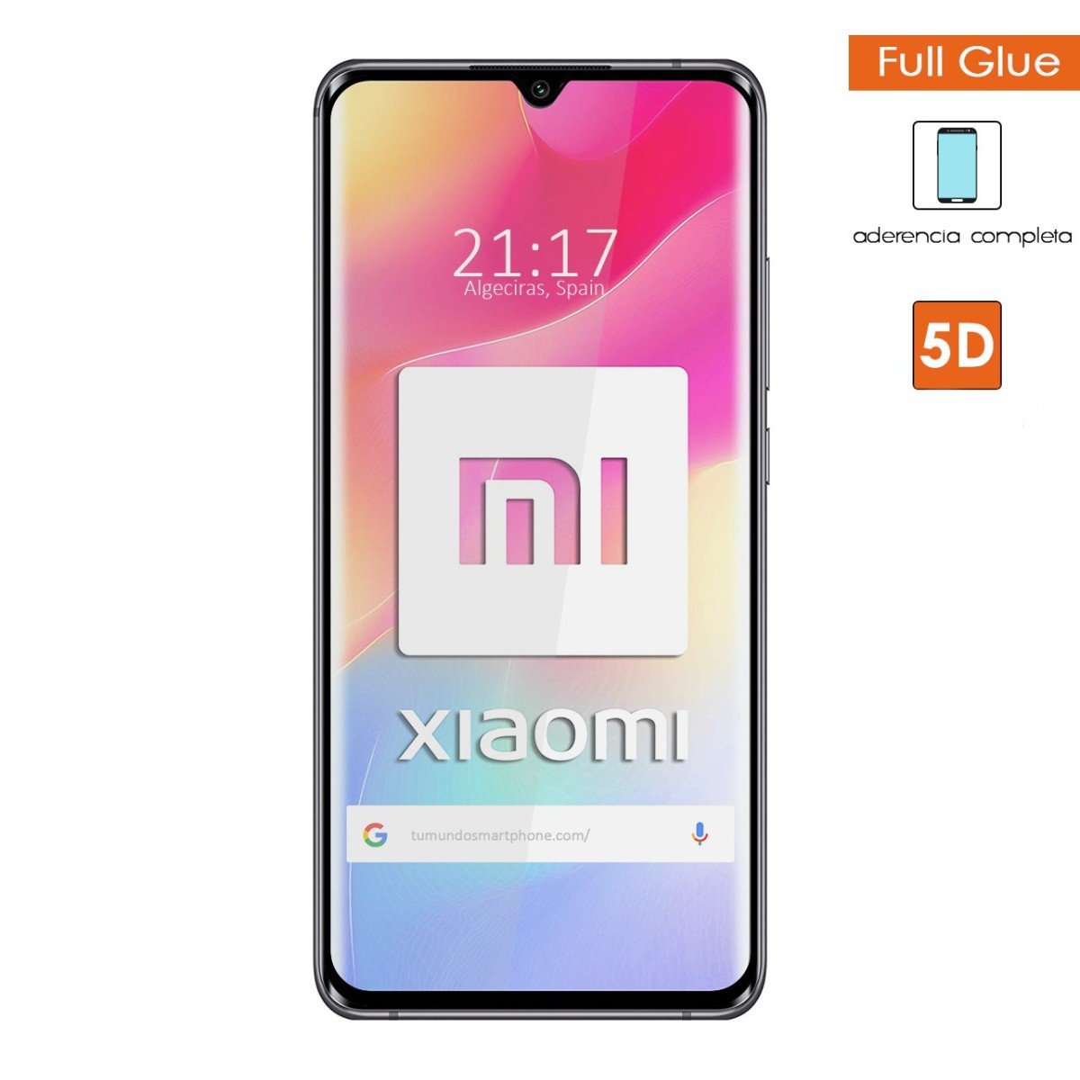 Protector Cristal Templado Completo 5D Full Glue Negro para Xiaomi Mi 10 Lite Vidrio