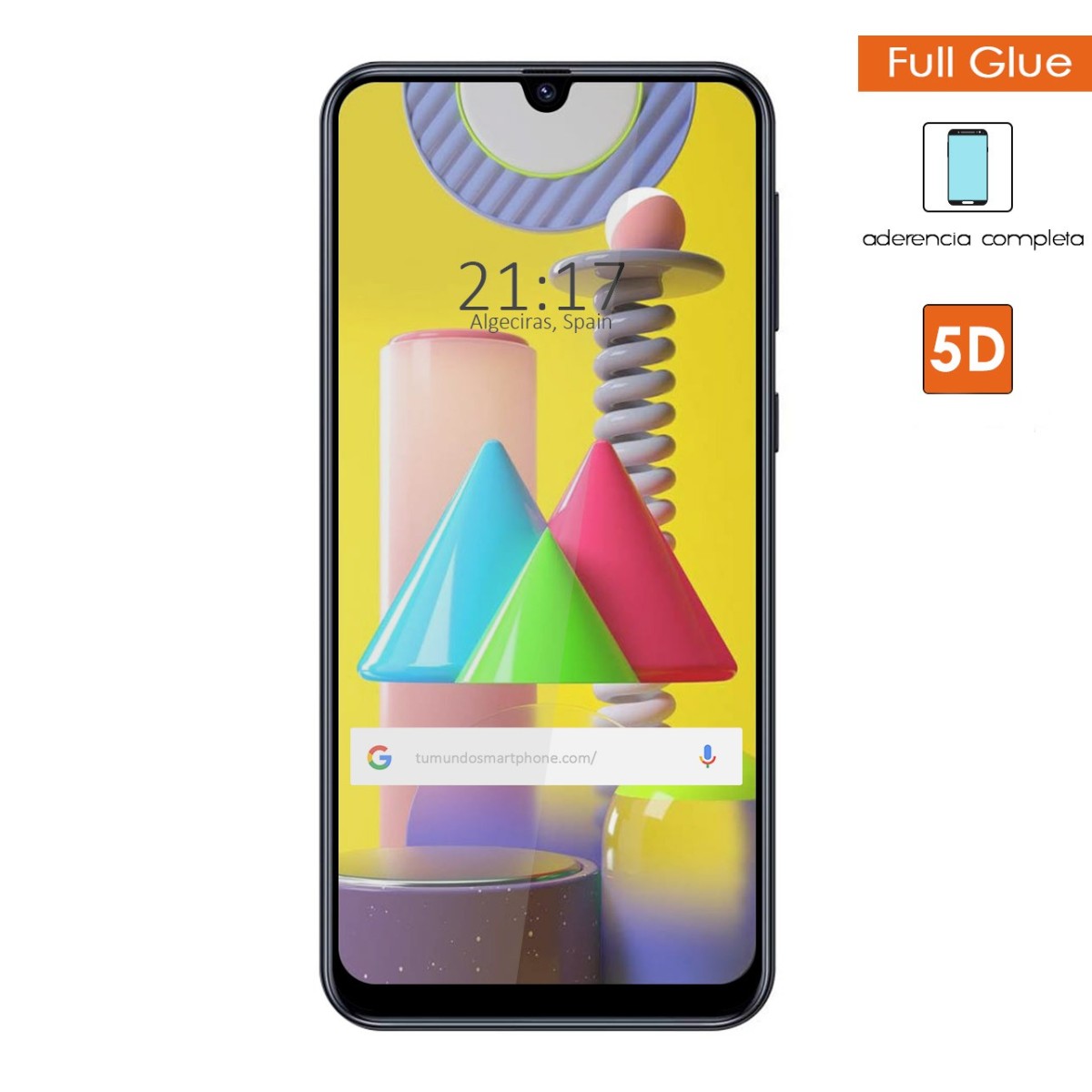 Protector Cristal Templado Completo 5D Full Glue Negro para Samsung Galaxy M31 Vidrio