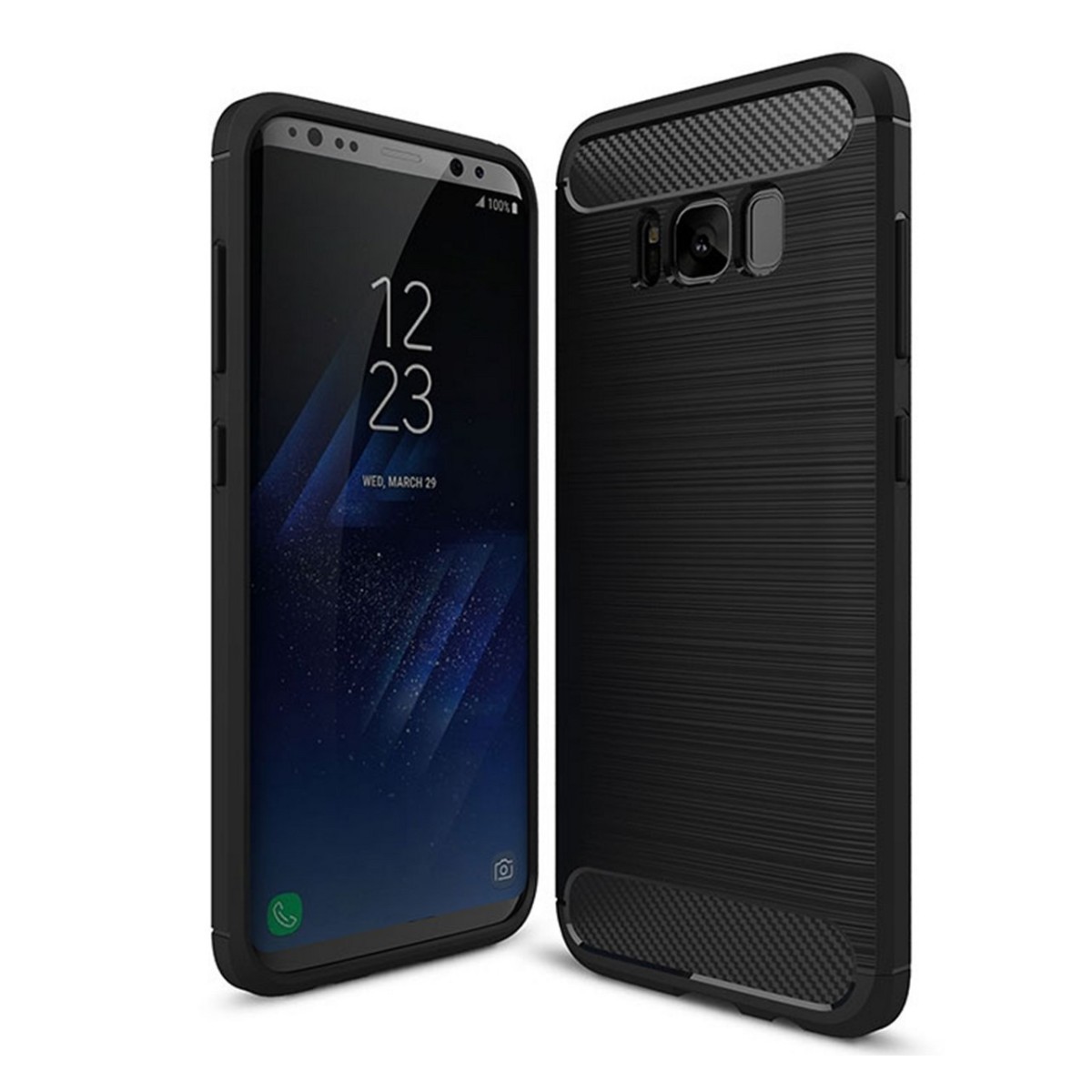 Funda Gel Tpu Tipo Carbon Negra para Samsung Galaxy S8 Plus