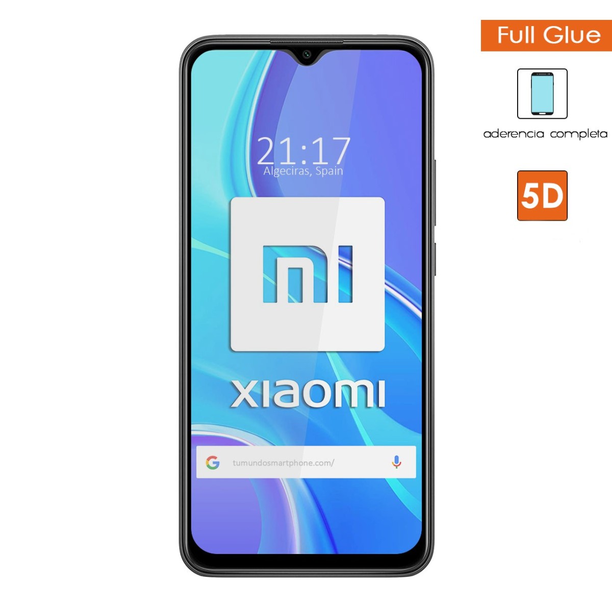 Protector Cristal Templado Completo 5D Full Glue Negro para Xiaomi Redmi 9 Vidrio