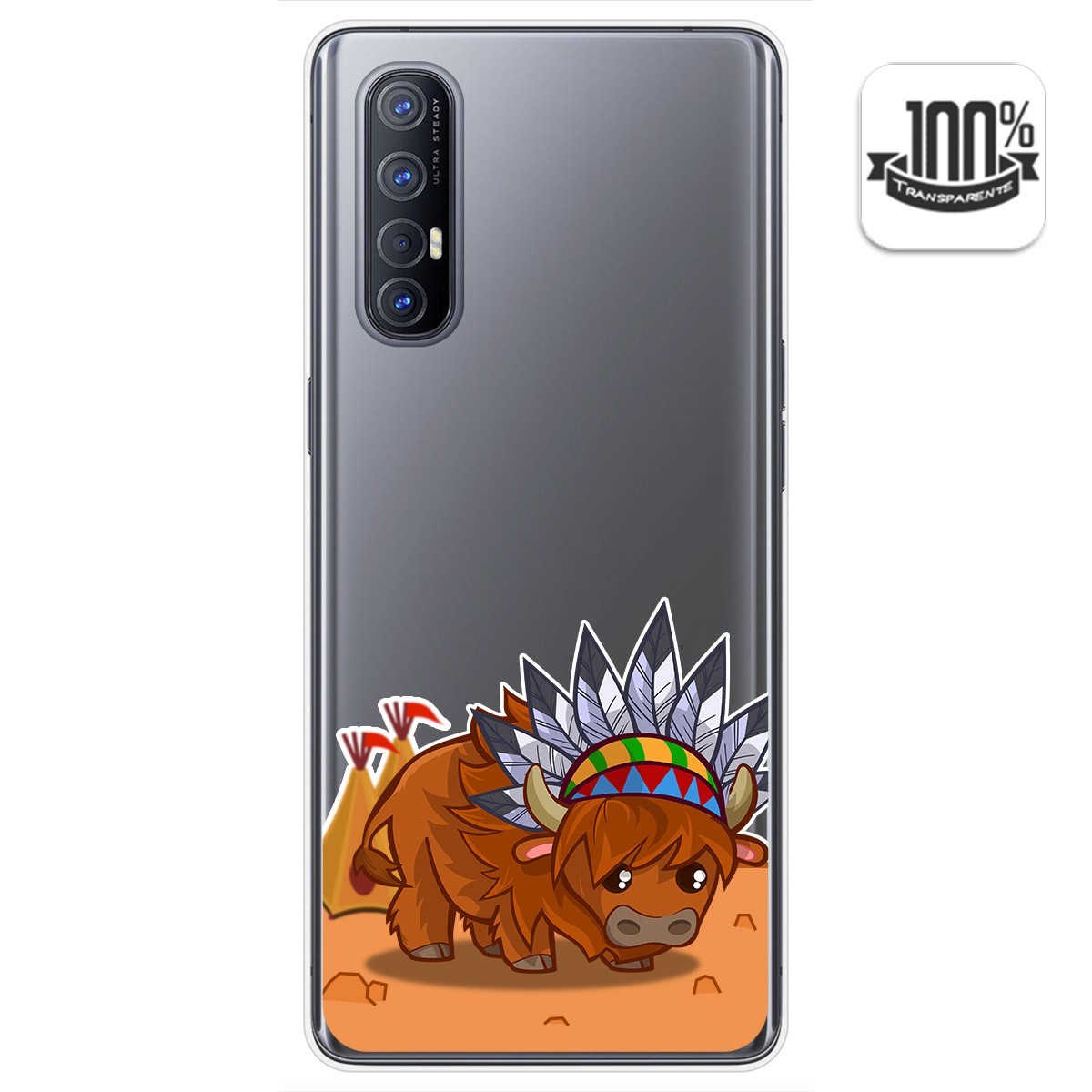 Funda Gel Transparente para Oppo Find X2 Neo diseño Bufalo Dibujos