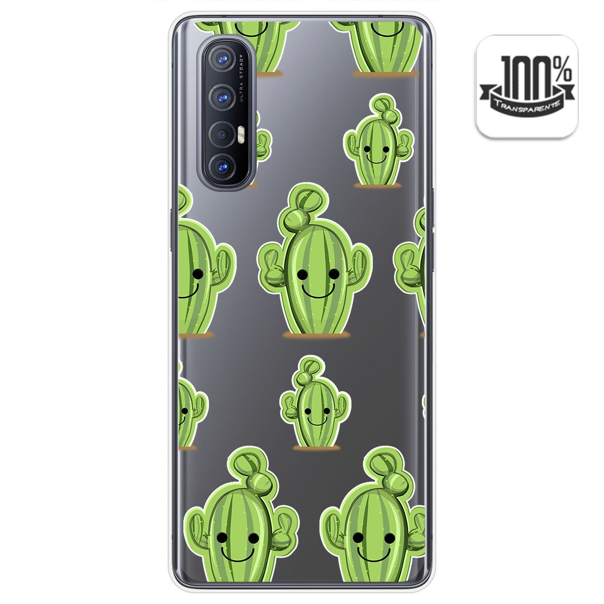 Funda Gel Transparente para Oppo Find X2 Neo diseño Cactus Dibujos