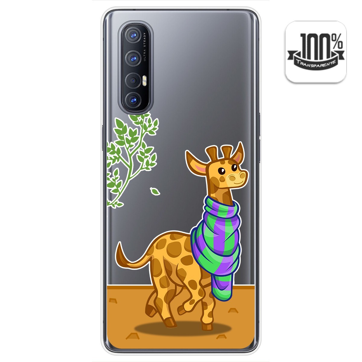 Funda Gel Transparente para Oppo Find X2 Neo diseño Jirafa Dibujos