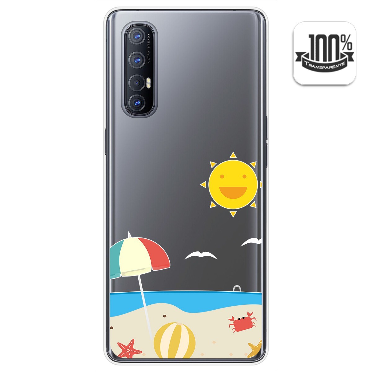 Funda Gel Transparente para Oppo Find X2 Neo diseño Playa Dibujos
