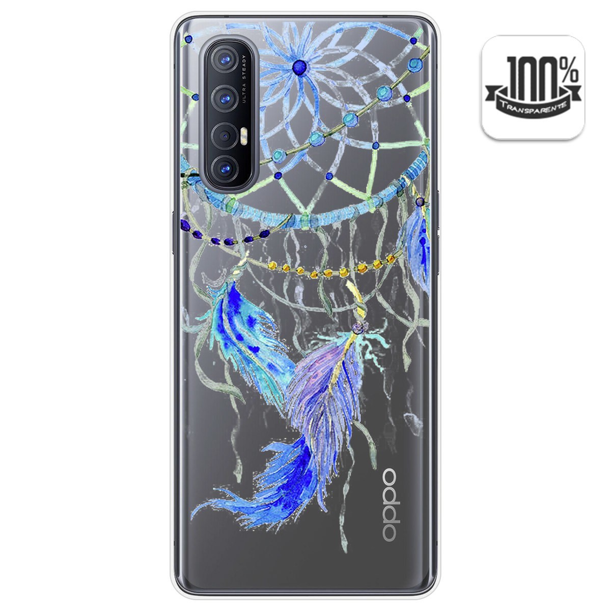 Funda Gel Transparente para Oppo Find X2 Neo diseño Plumas Dibujos