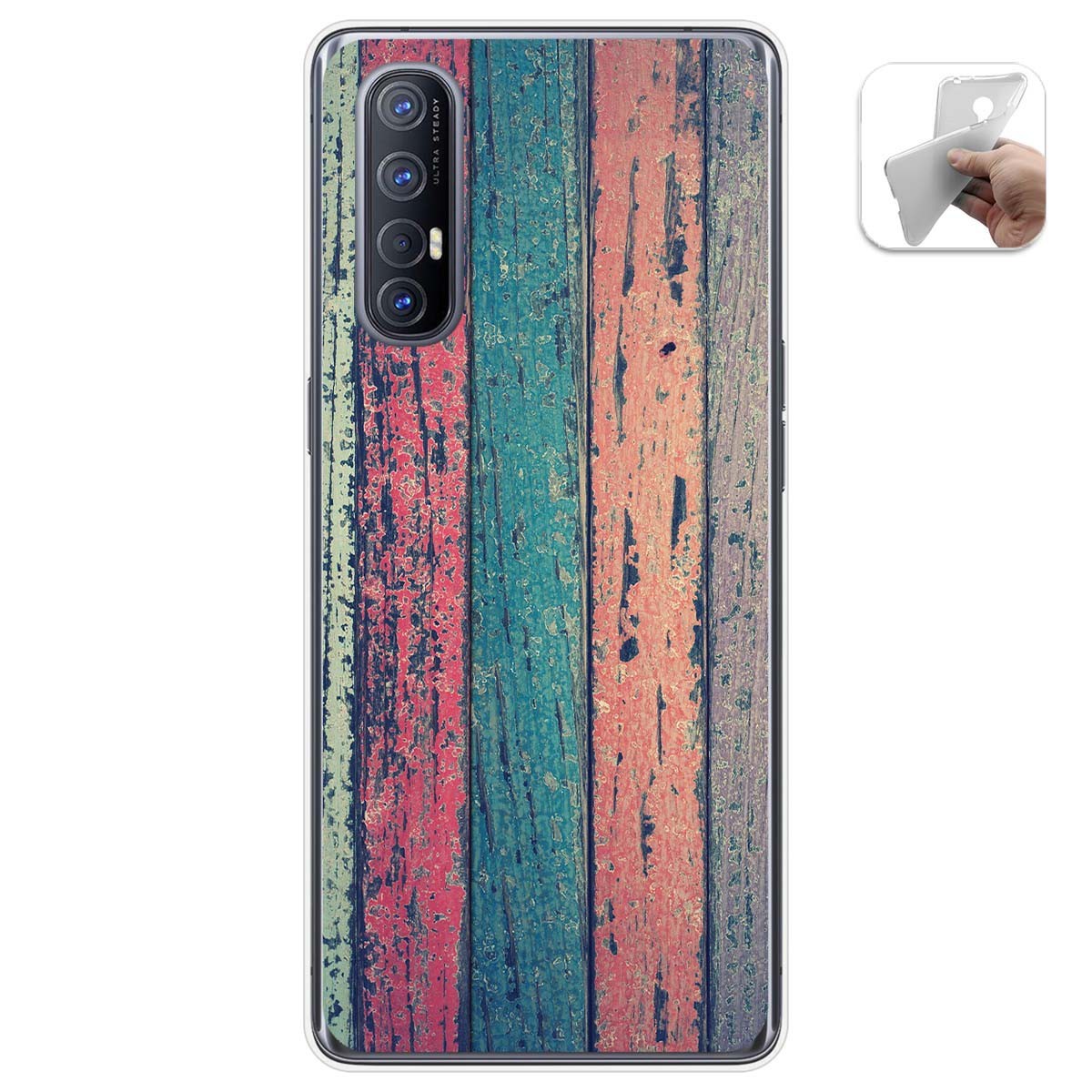 Funda Gel Tpu para Oppo Find X2 Neo diseño Madera 10 Dibujos