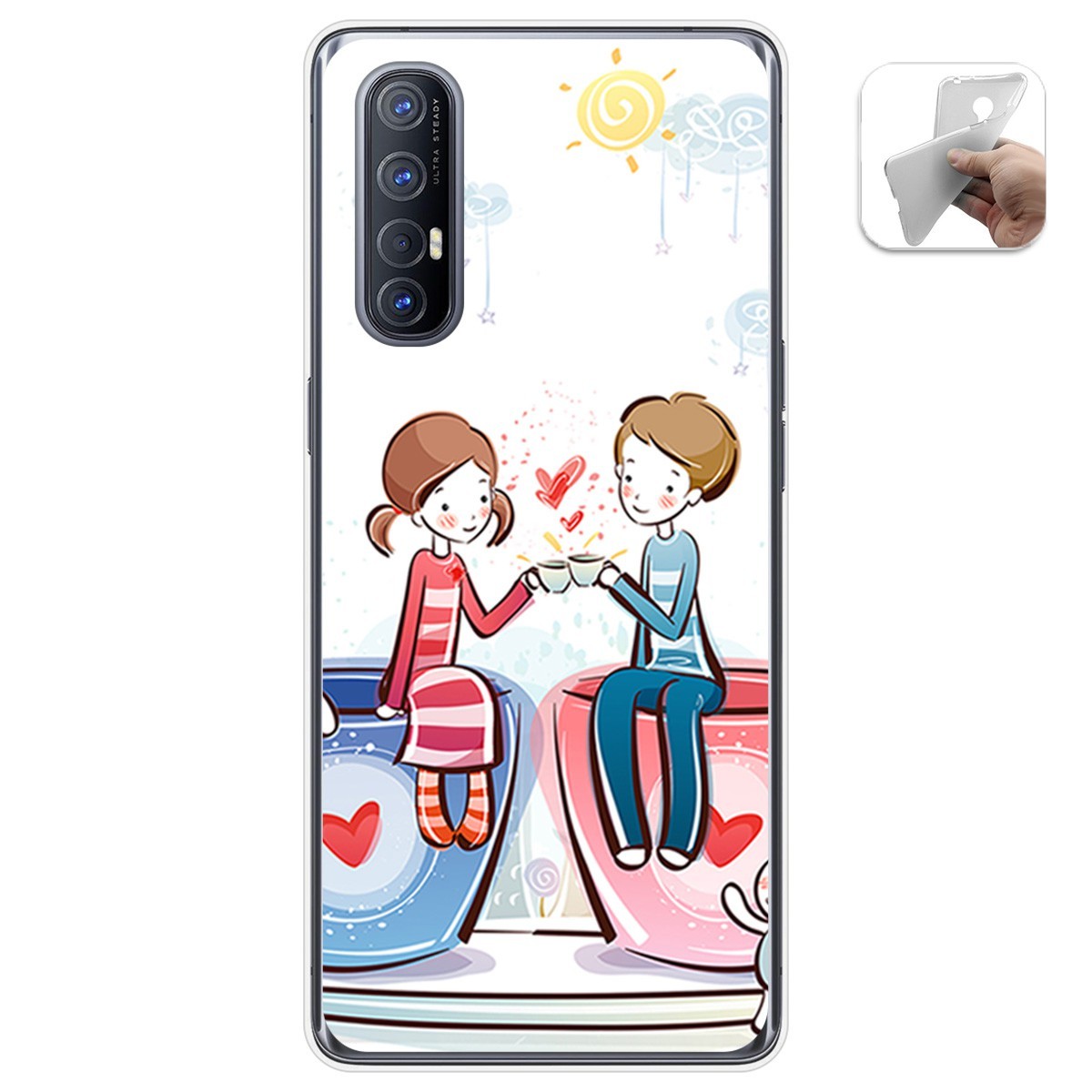 Funda Gel Tpu para Oppo Find X2 Neo diseño Café Dibujos